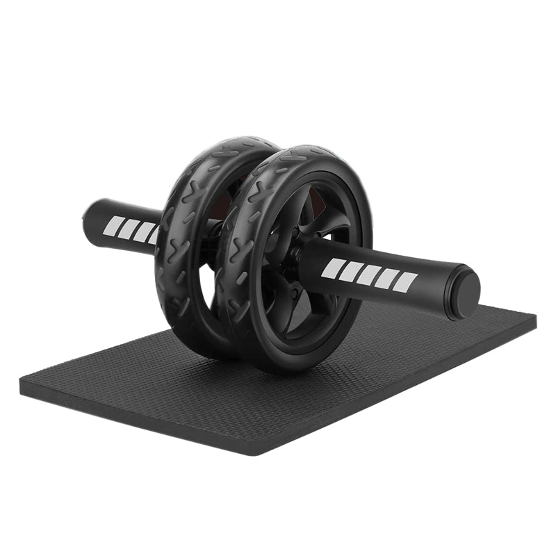 Premium Double-Wheel Ab Roller with Knee Pad - Core Training Exercise Wheel with Rebound Design - Adjustable Elastic Resistance Band - Silent Non-Slip Wheels - Ergonomic Handles - Home Gym Equipment