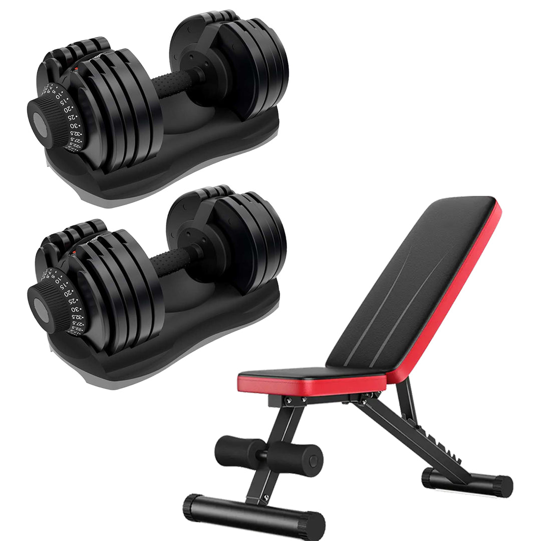 32.5kg Adjustable Dumbbell – 12-in-1 Quick Select Weight | 5kg–32.5kg Increments, Space-Saving Strength Training Equipment with Safety Lock & ABS Base for Home Gym