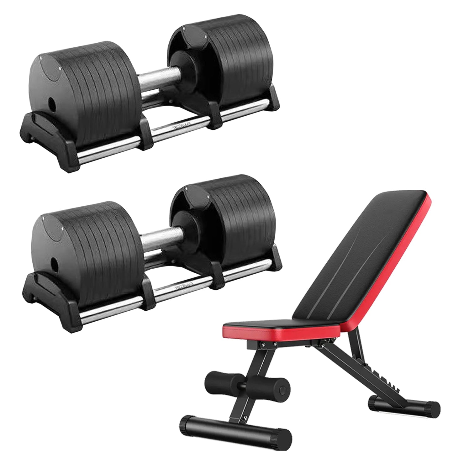 Round Adjustable Dumbbells Set for Home Gym - Quick-Select Dial System 24-45kg - Anti-Slip Handle - Single or Pair - Space-Saving Design - Complete Strength Training Equipment for All Fitness