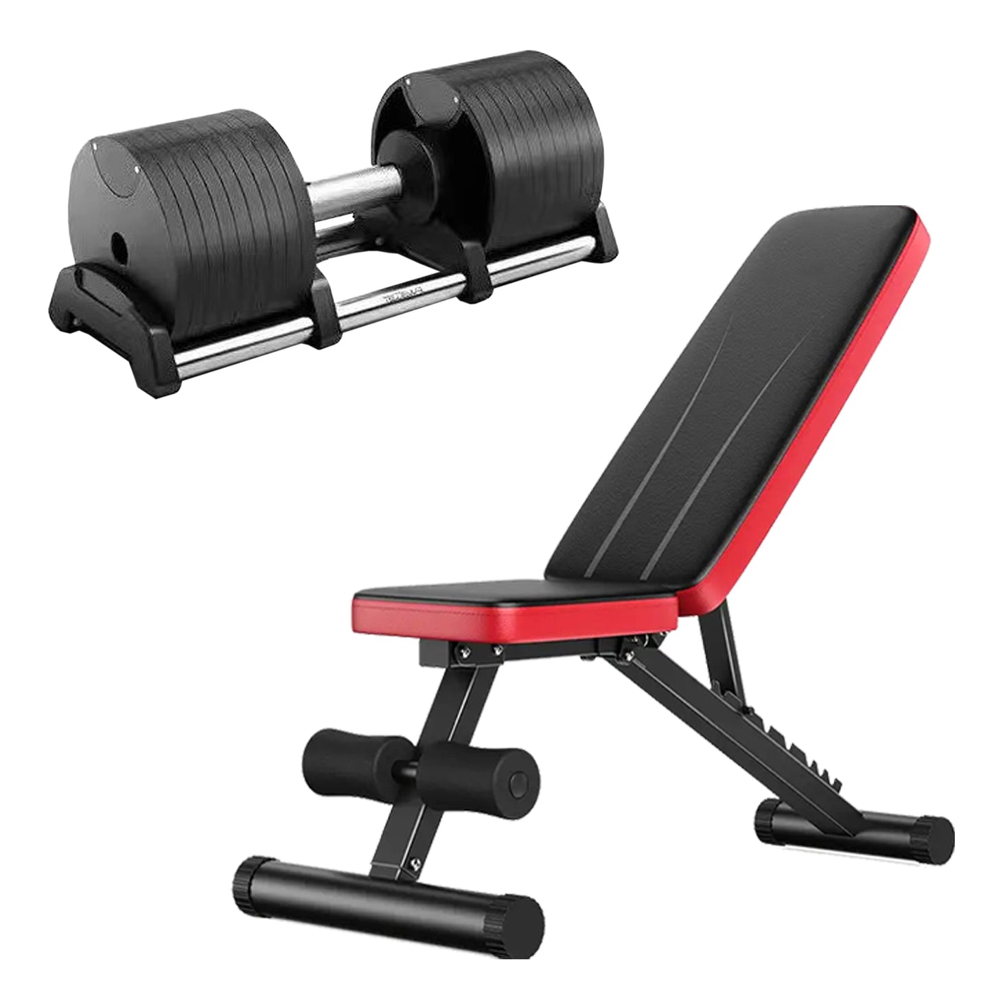 Round Adjustable Dumbbells Set for Home Gym - Quick-Select Dial System 24-45kg - Anti-Slip Handle - Single or Pair - Space-Saving Design - Complete Strength Training Equipment for All Fitness