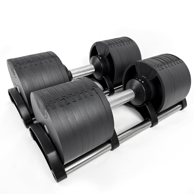 Round Adjustable Dumbbells Set for Home Gym - Quick-Select Dial System 24-45kg - Anti-Slip Handle - Single or Pair - Space-Saving Design - Complete Strength Training Equipment for All Fitness