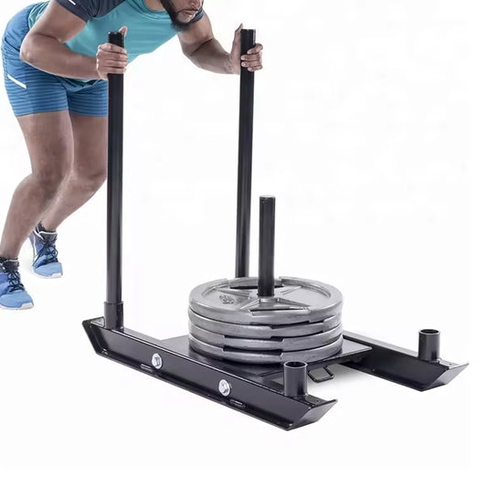 Commercial Push/Pull Power Sled with 10m Sprint Mat – Heavy-Duty Steel, Folding Design, Olympic Plate Compatible for Strength, Speed & Agility Training