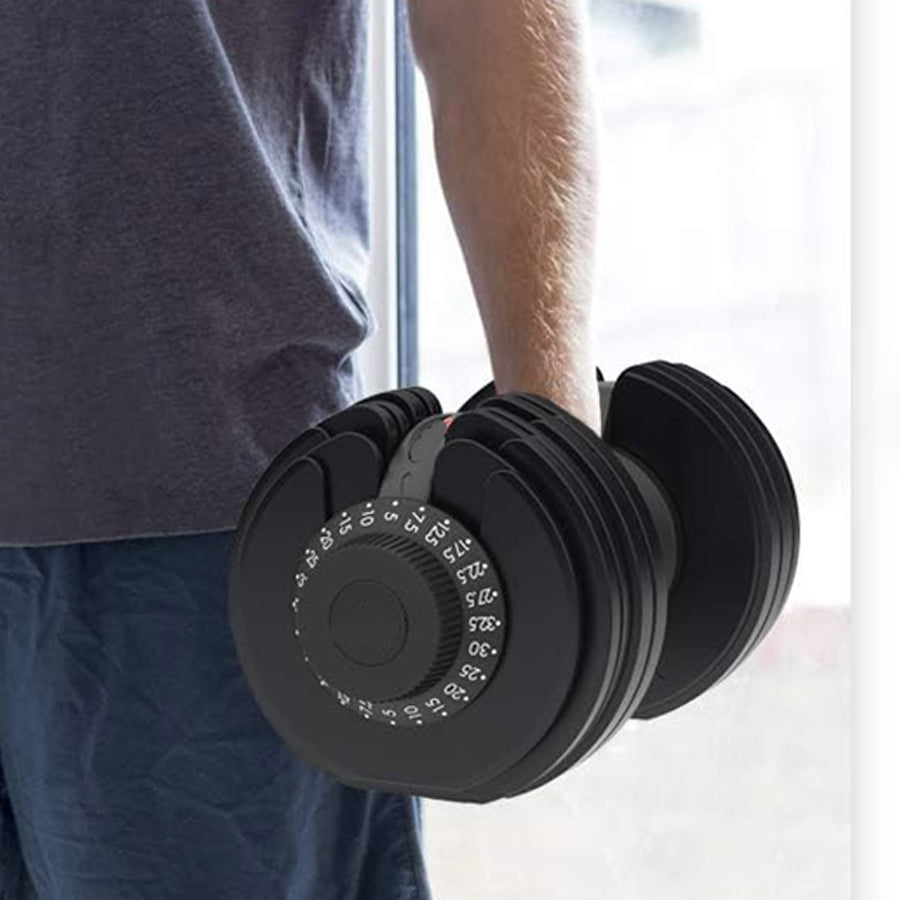 32.5kg Adjustable Dumbbell – 12-in-1 Quick Select Weight | 5kg–32.5kg Increments, Space-Saving Strength Training Equipment with Safety Lock & ABS Base for Home Gym