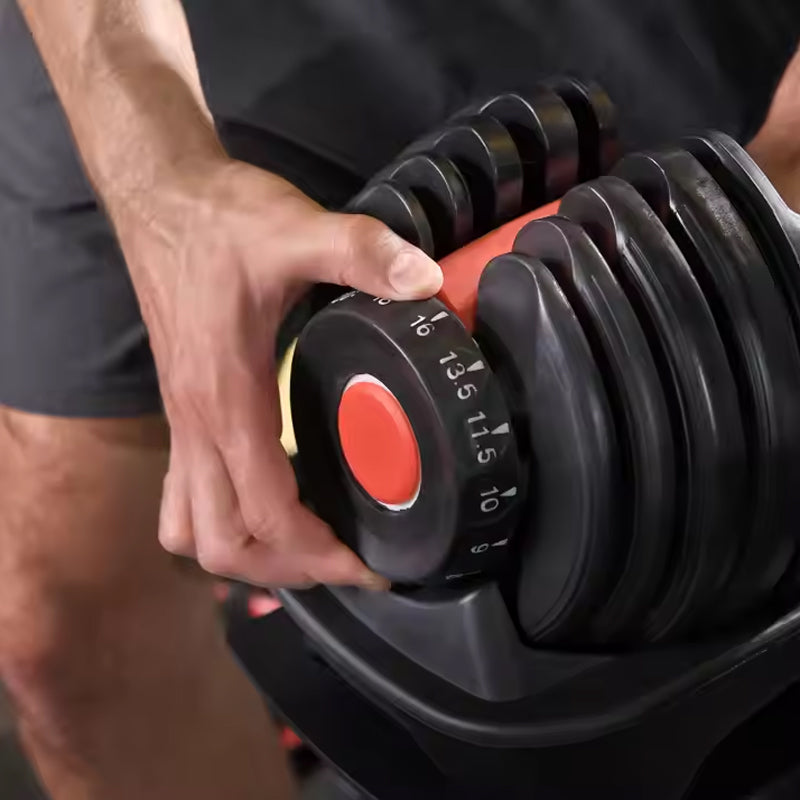 40kg Premium Adjustable Dumbbell Set 17-in-1 Quick Dial Weight Selection System - Home Gym Weights with Non-Slip Handle for Strength Training - Space-Saving Design for All Fitness Levels