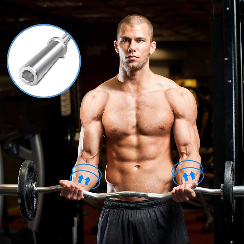 Olympic EZ Curl Barbell Bar 47" - Premium Chrome-Plated Steel Weightlifting Bar - Ergonomic Design for Bicep Curls, Hip Thrusts & Upper Body Training - 500lb Capacity with 2 Spring Collars - Home Gym
