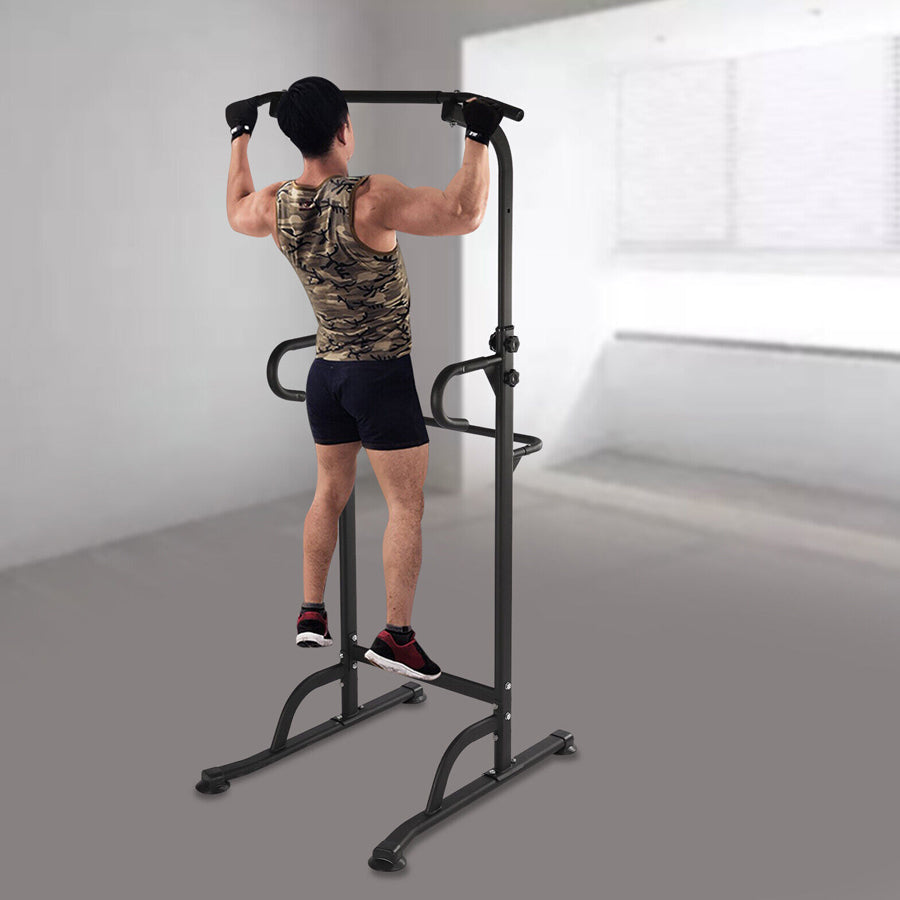 Pull-Up & Dip Station Power Tower – Adjustable Height Multi-Function Workout Stand with Bold Steel Frame for Full Body Strength Training at Home Gym