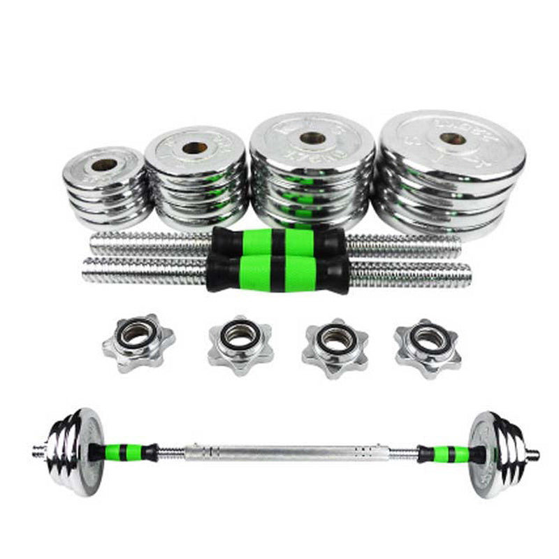 20kg Steel Adjustable Dumbbell Barbell Set - 2-in-1 Cast Iron Weight System with Anti-Slip Metal Handle - Converts from Dumbbells to Barbell - Home Fitness Training Equipment with & Plates