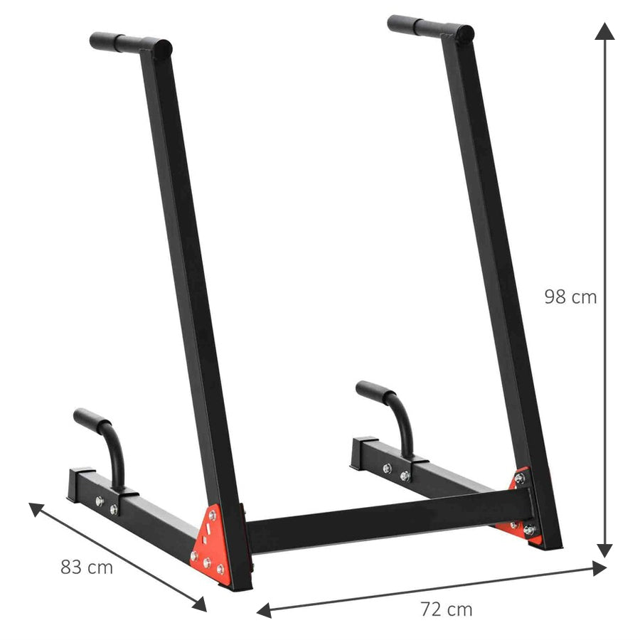 Heavy-Duty Dip Station for Home Gym - Professional Grade Steel Upper Body Trainer - 200kg Weight Capacity - Angled Ergonomic Grips - Enhanced Stability Frame - Red & Black Tricep and Chest Workout