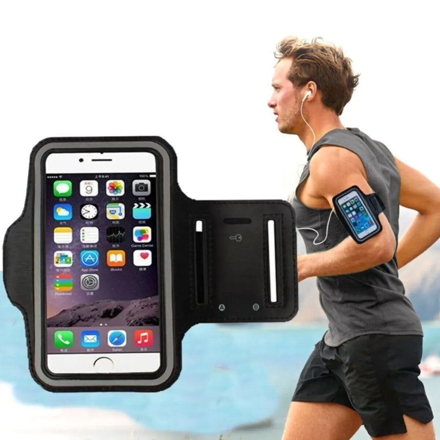 Premium Sports Armband Phone Holder - Adjustable Running Exercise Arm Band with Card Slot - Water Resistant Cell Phone Case for iPhone 16 Pro, Samsung Galaxy - Secure & Touchscreen Compatible