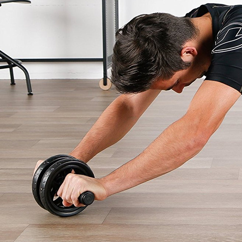 Premium Double-Wheel Ab Roller with Knee Pad - Core Training Exercise Wheel with Rebound Design - Adjustable Elastic Resistance Band - Silent Non-Slip Wheels - Ergonomic Handles - Home Gym Equipment