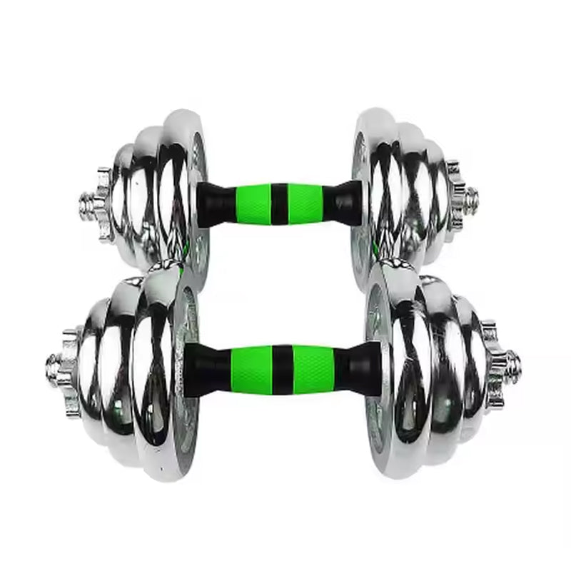 20kg Steel Adjustable Dumbbell Barbell Set - 2-in-1 Cast Iron Weight System with Anti-Slip Metal Handle - Converts from Dumbbells to Barbell - Home Fitness Training Equipment with & Plates