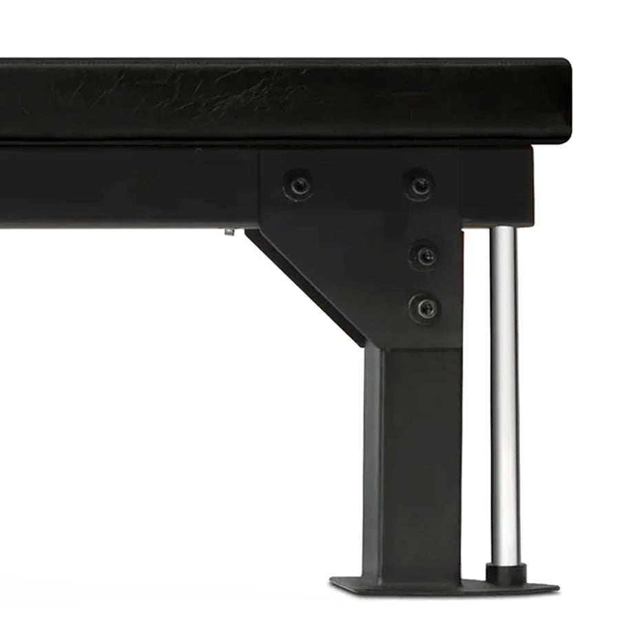 Black metal shelf bracket on a white background