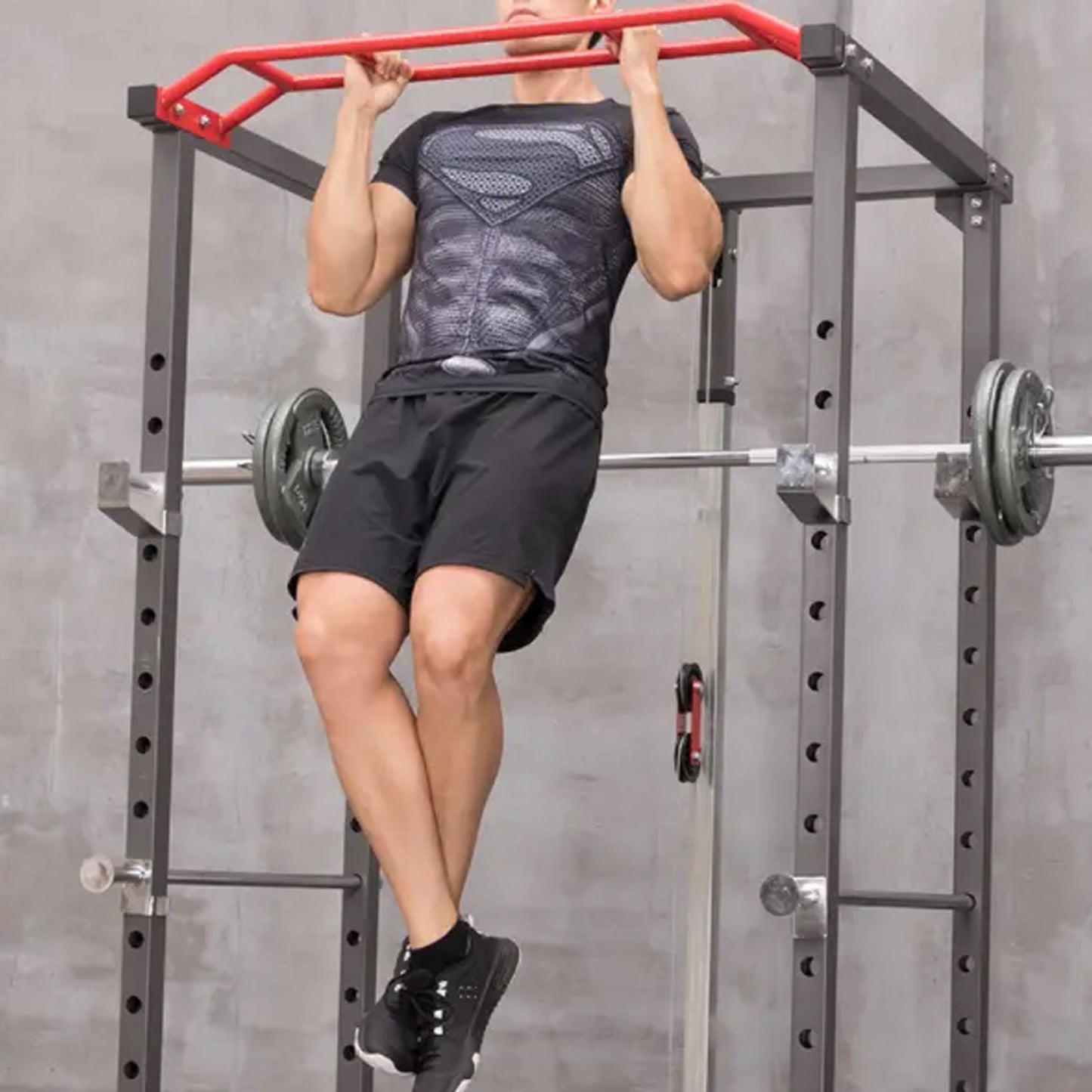 Professional Power Multi Cage with Integrated Cable Pulley System - Heavy-Duty Steel Construction - Adjustable J-Hooks & Safety Spotters - Multi-Grip Pull-Up Bar - Complete Home Gym Solution