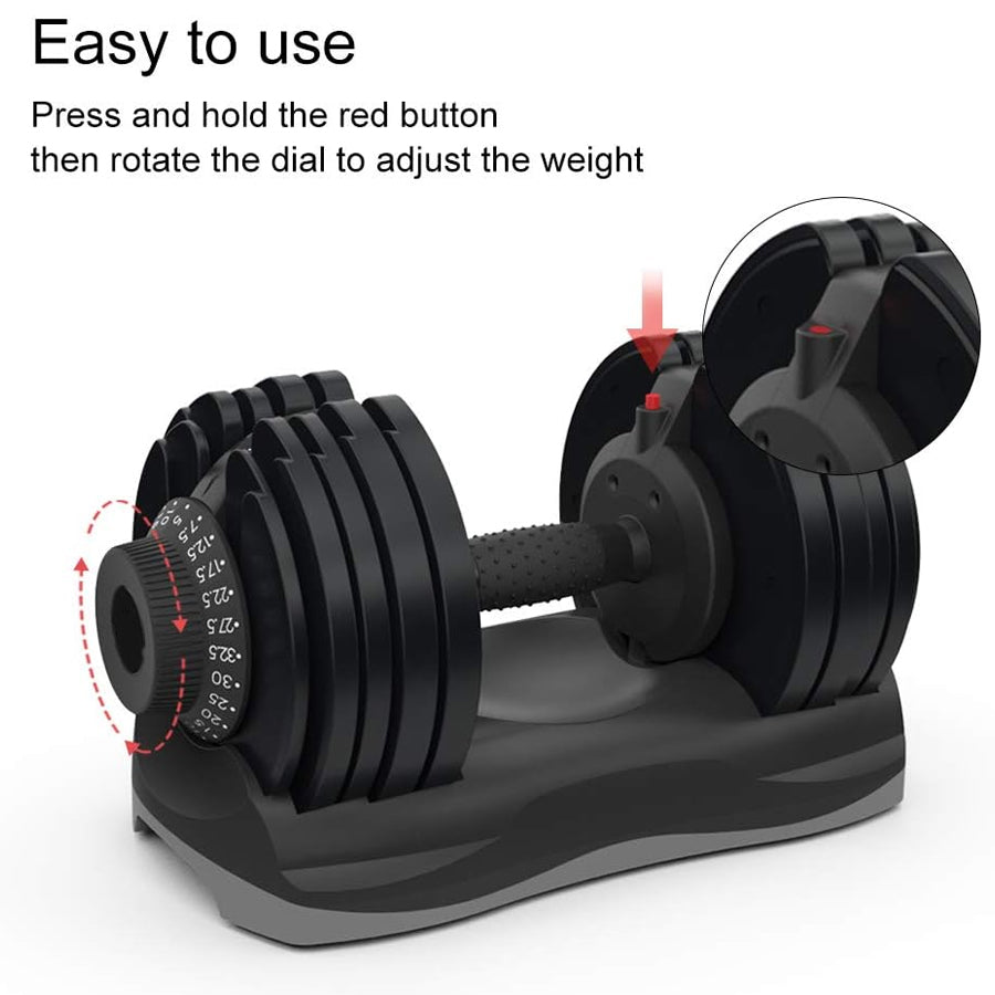 32.5kg Adjustable Dumbbell – 12-in-1 Quick Select Weight | 5kg–32.5kg Increments, Space-Saving Strength Training Equipment with Safety Lock & ABS Base for Home Gym
