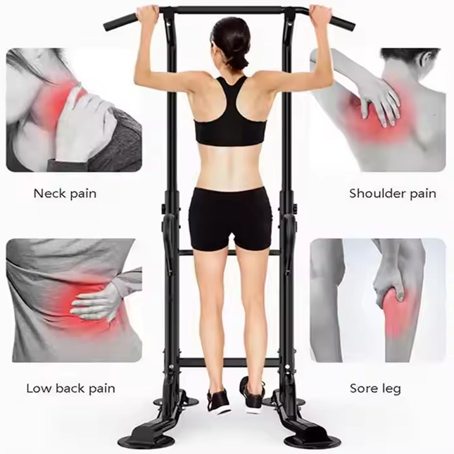 Pull-Up & Dip Station Power Tower – Adjustable Height Multi-Function Workout Stand with Bold Steel Frame for Full Body Strength Training at Home Gym