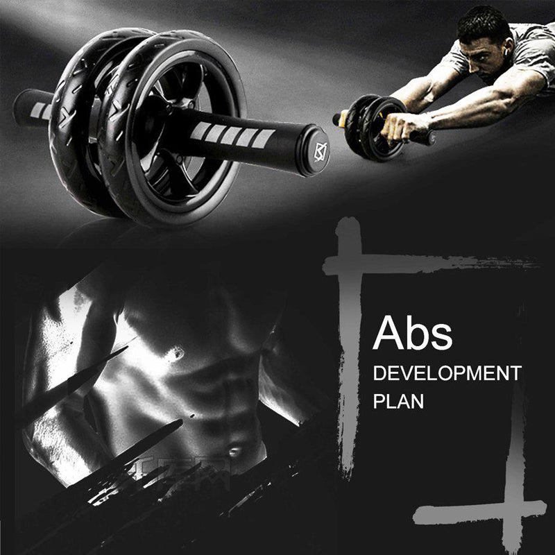 Premium Double-Wheel Ab Roller with Knee Pad - Core Training Exercise Wheel with Rebound Design - Adjustable Elastic Resistance Band - Silent Non-Slip Wheels - Ergonomic Handles - Home Gym Equipment