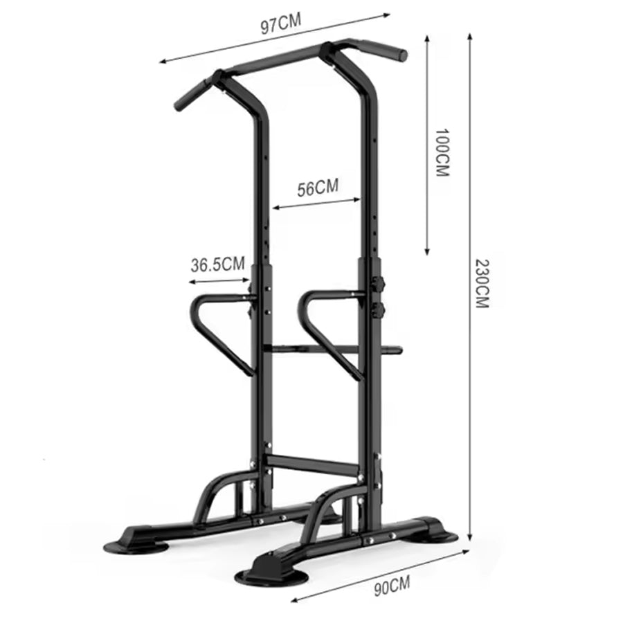 Pull-Up & Dip Station Power Tower – Adjustable Height Multi-Function Workout Stand with Bold Steel Frame for Full Body Strength Training at Home Gym