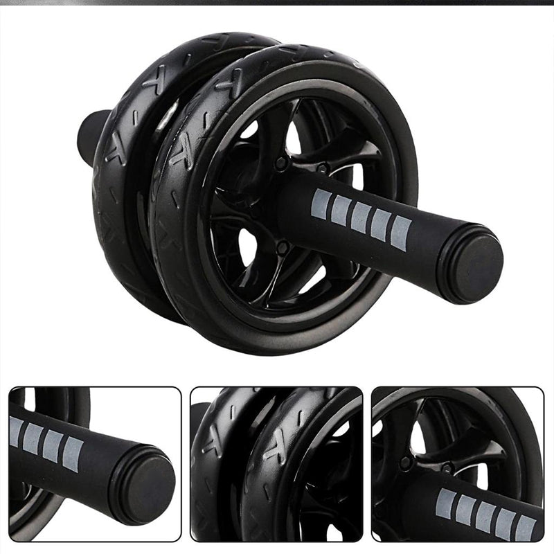 Premium Double-Wheel Ab Roller with Knee Pad - Core Training Exercise Wheel with Rebound Design - Adjustable Elastic Resistance Band - Silent Non-Slip Wheels - Ergonomic Handles - Home Gym Equipment