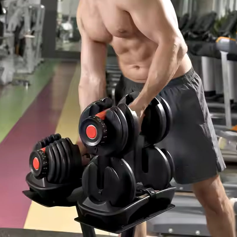 40kg Premium Adjustable Dumbbell Set 17-in-1 Quick Dial Weight Selection System - Home Gym Weights with Non-Slip Handle for Strength Training - Space-Saving Design for All Fitness Levels