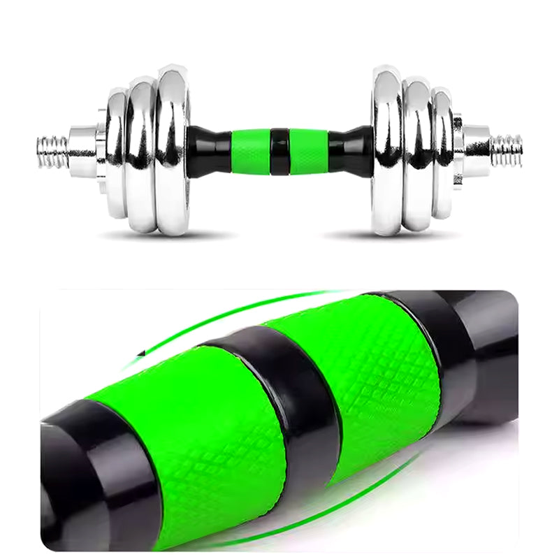 20kg Steel Adjustable Dumbbell Barbell Set - 2-in-1 Cast Iron Weight System with Anti-Slip Metal Handle - Converts from Dumbbells to Barbell - Home Fitness Training Equipment with & Plates