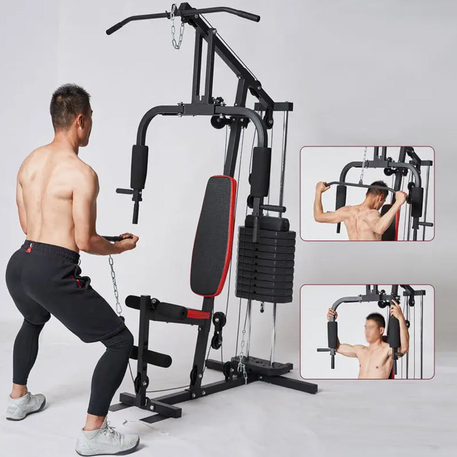Essential Multi Gym Machine with 45kg/66kg Weight Stack - Complete Home Workout System for Full Body Strength Training - Compact Fitness Station with Multiple Exercise Functions - Professional Grade