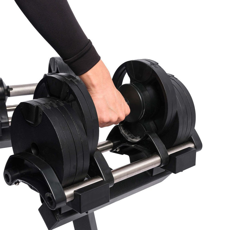 Round Adjustable Dumbbells Set for Home Gym - Quick-Select Dial System 24-45kg - Anti-Slip Handle - Single or Pair - Space-Saving Design - Complete Strength Training Equipment for All Fitness
