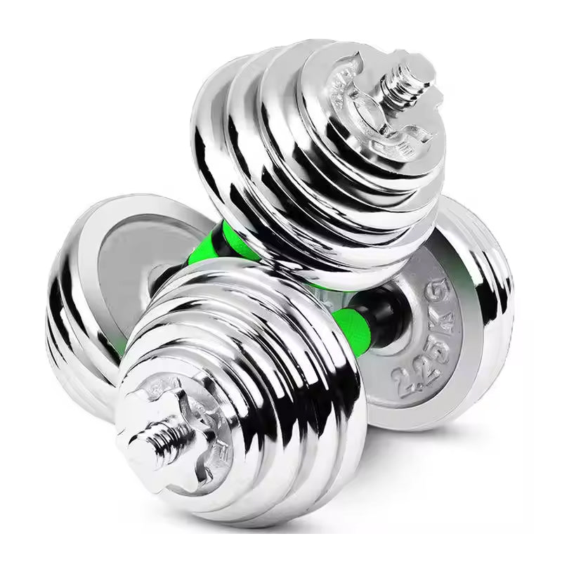 20kg Steel Adjustable Dumbbell Barbell Set - 2-in-1 Cast Iron Weight System with Anti-Slip Metal Handle - Converts from Dumbbells to Barbell - Home Fitness Training Equipment with & Plates