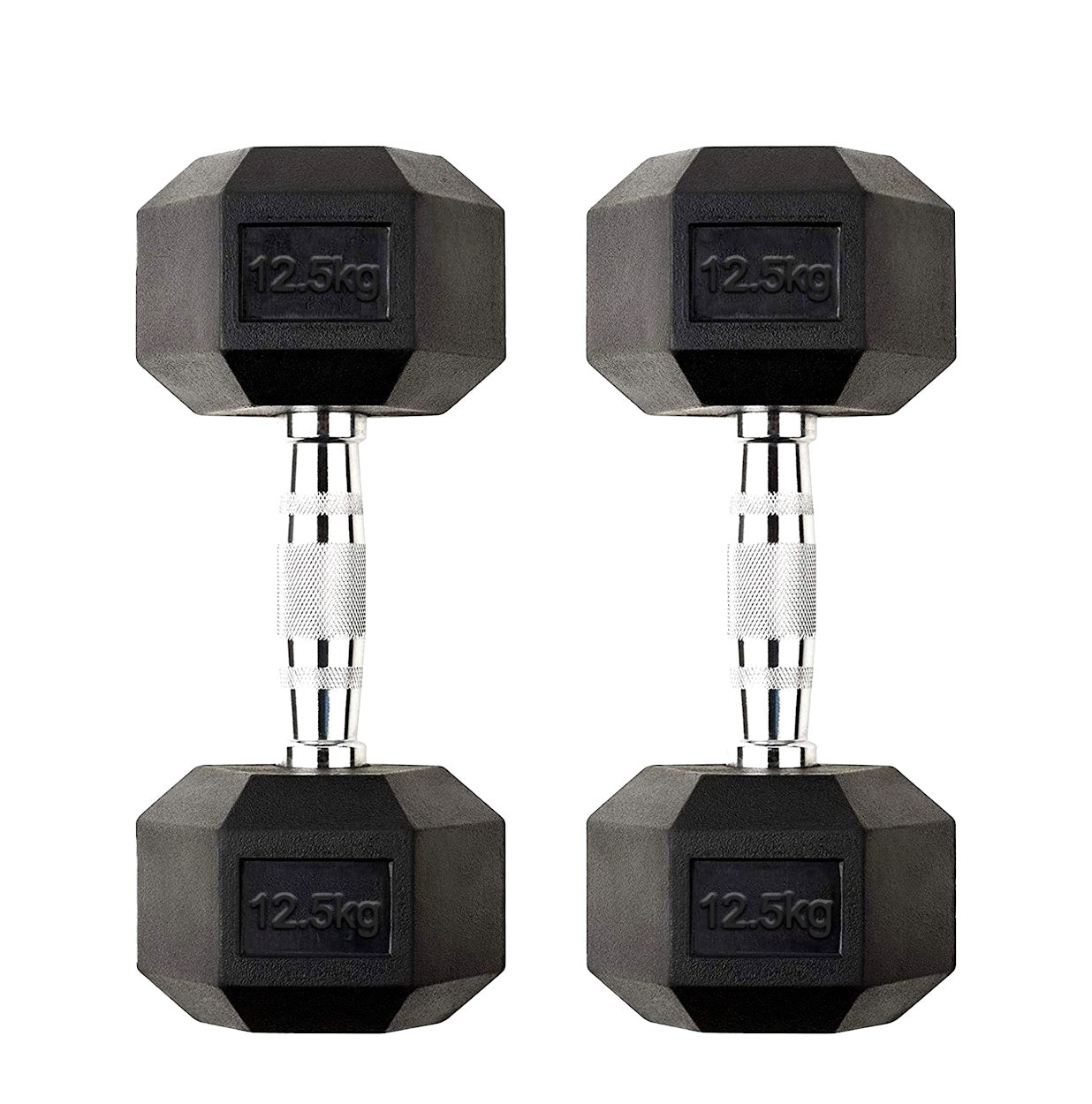 Premium Rubber-Coated Hex Dumbbells: Singles, Pairs & Complete Weight Sets from 2.5kg to 60kg - Anti-Roll Design with Ergonomic Metal Handles for Home Gym, Strength Training & Professional Bodybuilding