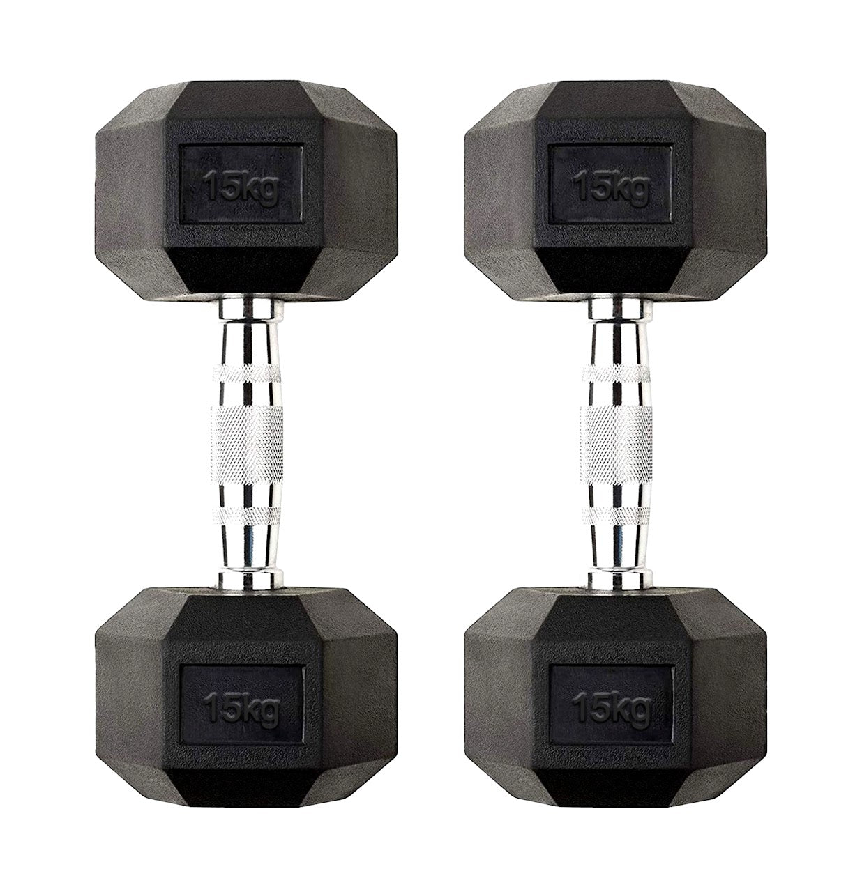 Premium Rubber-Coated Hex Dumbbells: Singles, Pairs & Complete Weight Sets from 2.5kg to 60kg - Anti-Roll Design with Ergonomic Metal Handles for Home Gym, Strength Training & Professional Bodybuilding