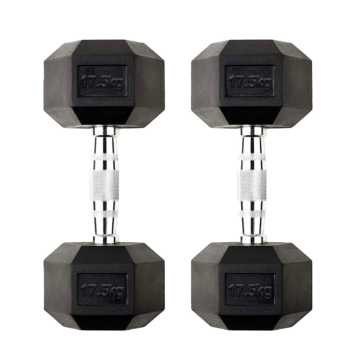 Premium Rubber-Coated Hex Dumbbells: Singles, Pairs & Complete Weight Sets from 2.5kg to 60kg - Anti-Roll Design with Ergonomic Metal Handles for Home Gym, Strength Training & Professional Bodybuilding