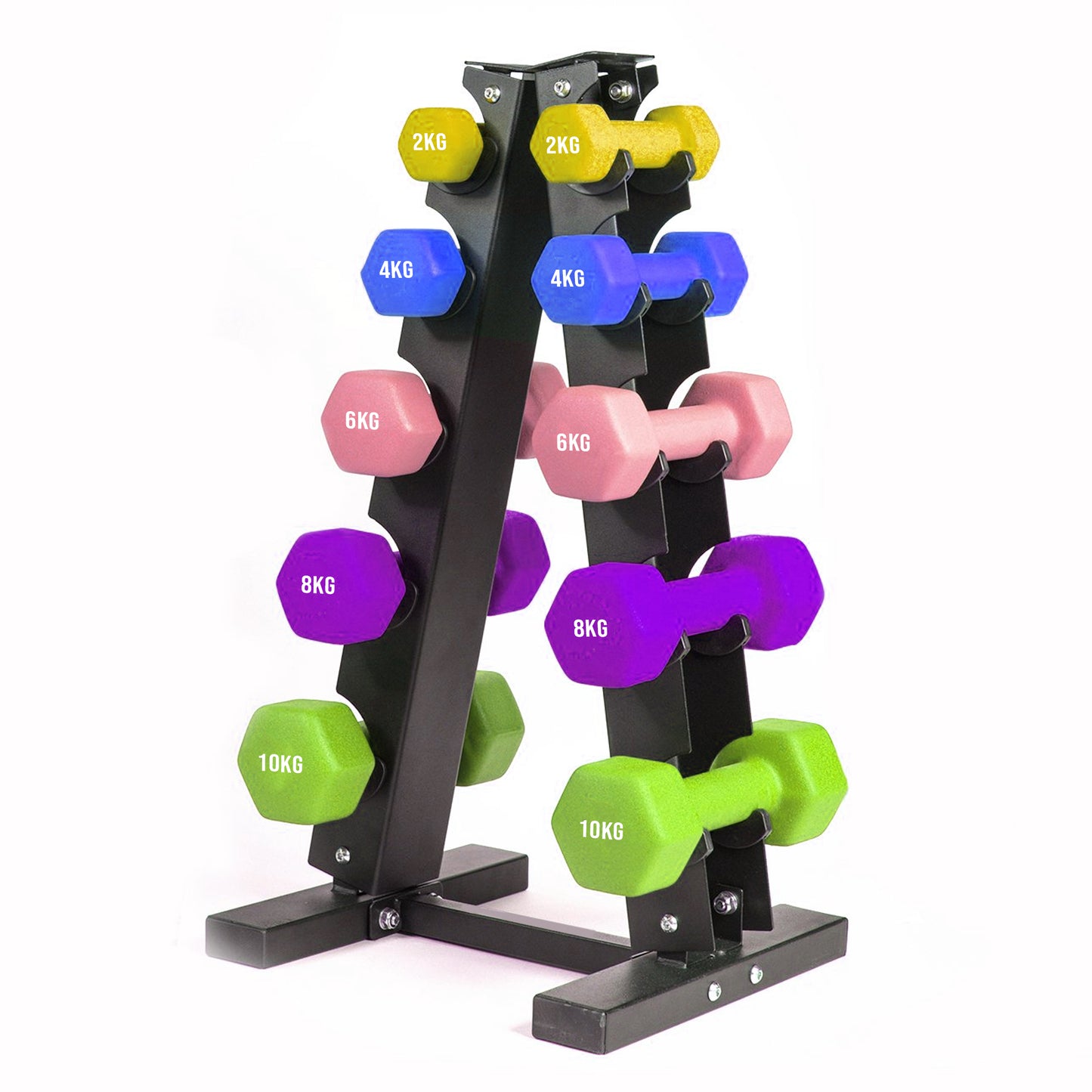 Premium 3 or 5-Tier Neoprene Dumbbell Tree Rack Stand - Heavy-Duty Home Gym Weight Storage Solution - Compact Space-Saving Design - Perfect for Neoprene & Vinyl Dumbbells - Sturdy Steel Construction
