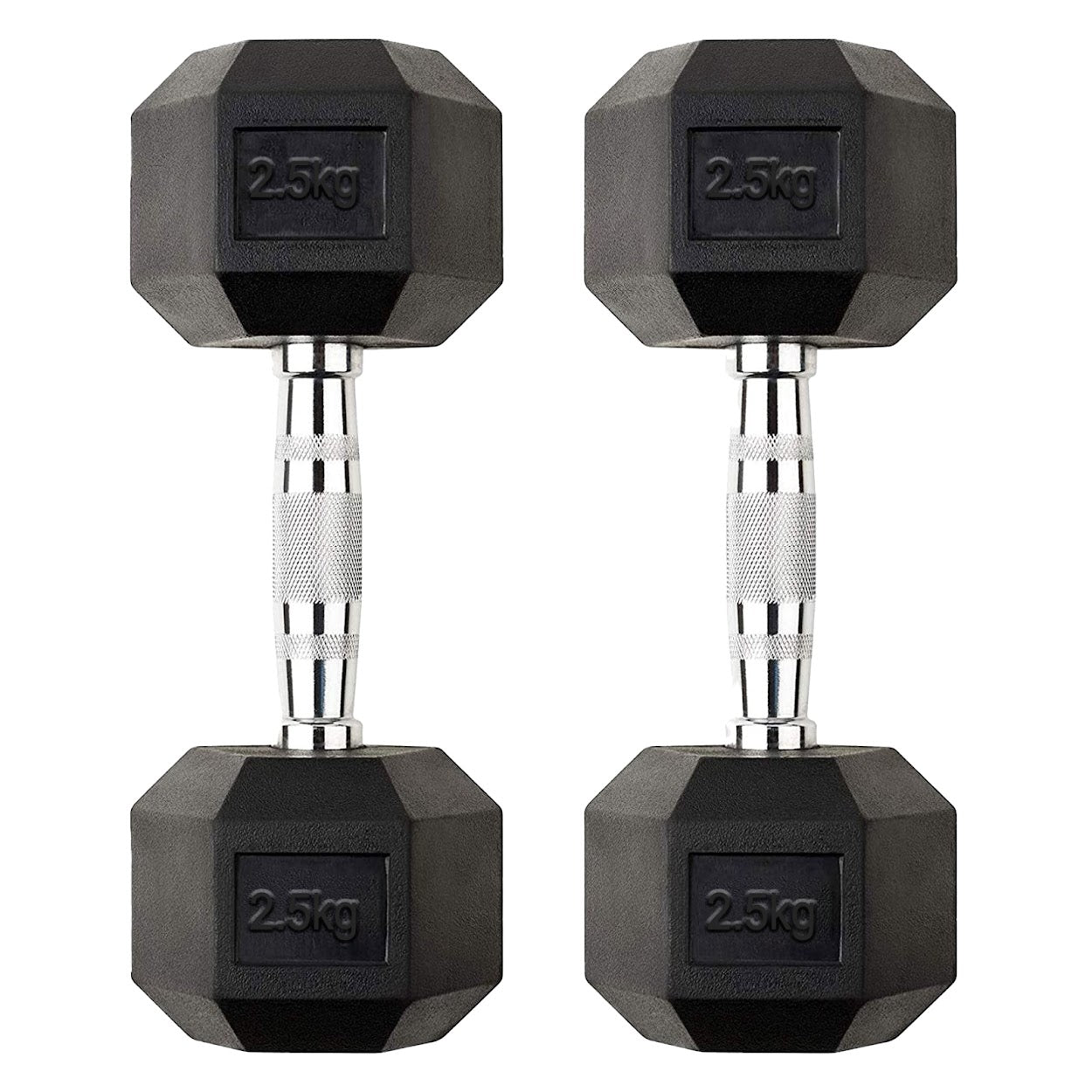Premium Rubber-Coated Hex Dumbbells: Singles, Pairs & Complete Weight Sets from 2.5kg to 60kg - Anti-Roll Design with Ergonomic Metal Handles for Home Gym, Strength Training & Professional Bodybuilding