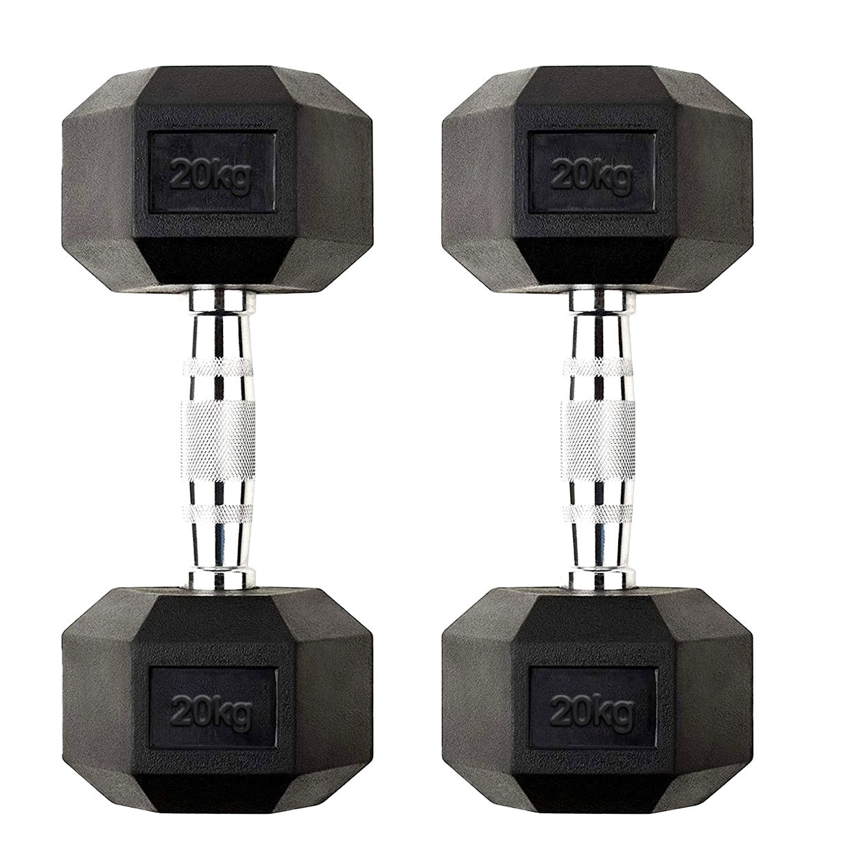 Premium Rubber-Coated Hex Dumbbells: Singles, Pairs & Complete Weight Sets from 2.5kg to 60kg - Anti-Roll Design with Ergonomic Metal Handles for Home Gym, Strength Training & Professional Bodybuilding