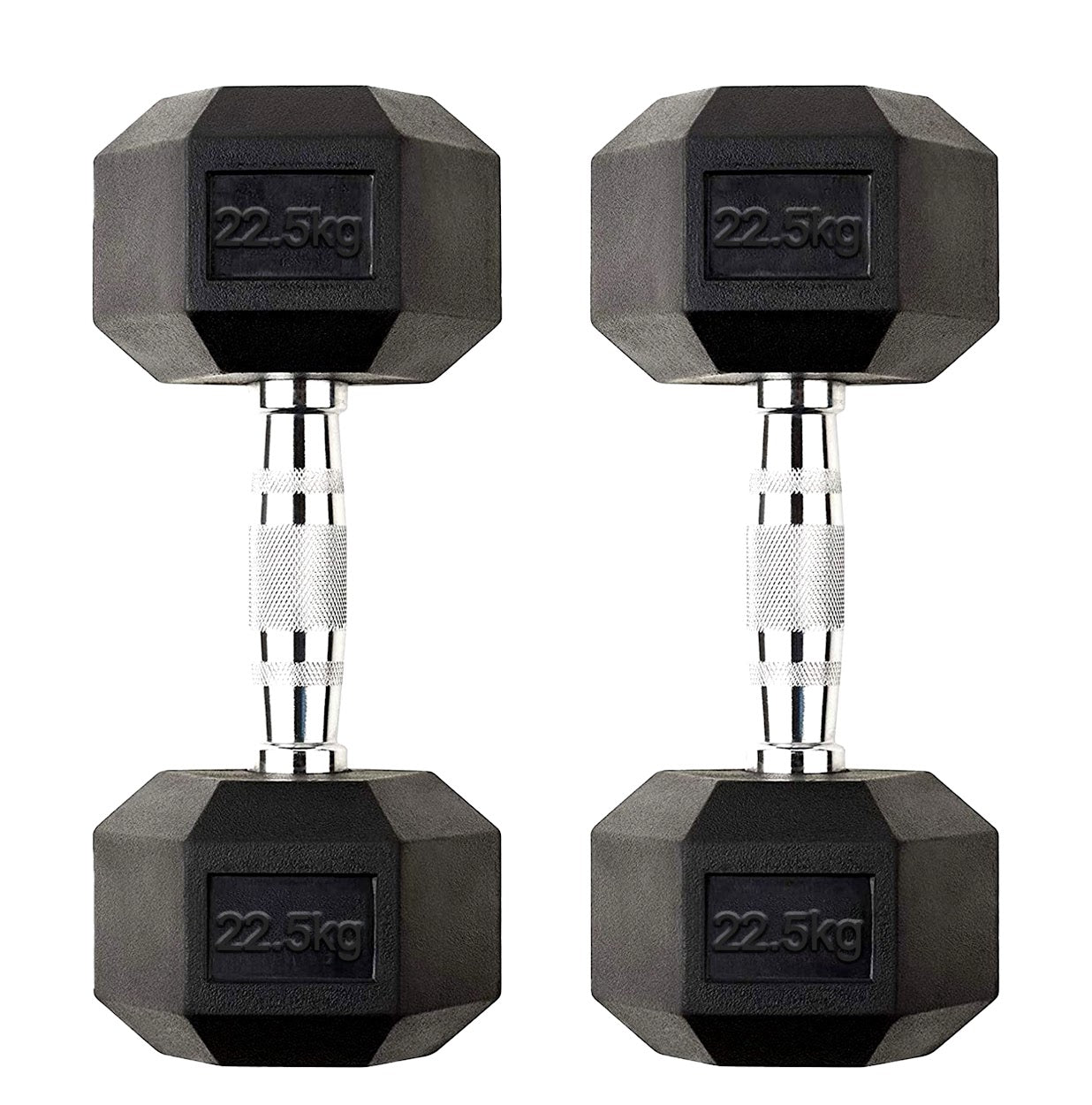 Premium Rubber-Coated Hex Dumbbells: Singles, Pairs & Complete Weight Sets from 2.5kg to 60kg - Anti-Roll Design with Ergonomic Metal Handles for Home Gym, Strength Training & Professional Bodybuilding