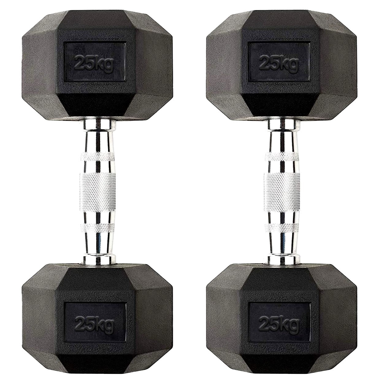 Premium Rubber-Coated Hex Dumbbells: Singles, Pairs & Complete Weight Sets from 2.5kg to 60kg - Anti-Roll Design with Ergonomic Metal Handles for Home Gym, Strength Training & Professional Bodybuilding