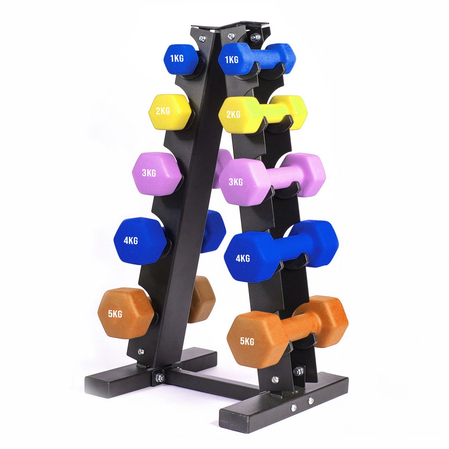 Premium 3 or 5-Tier Neoprene Dumbbell Tree Rack Stand - Heavy-Duty Home Gym Weight Storage Solution - Compact Space-Saving Design - Perfect for Neoprene & Vinyl Dumbbells - Sturdy Steel Construction