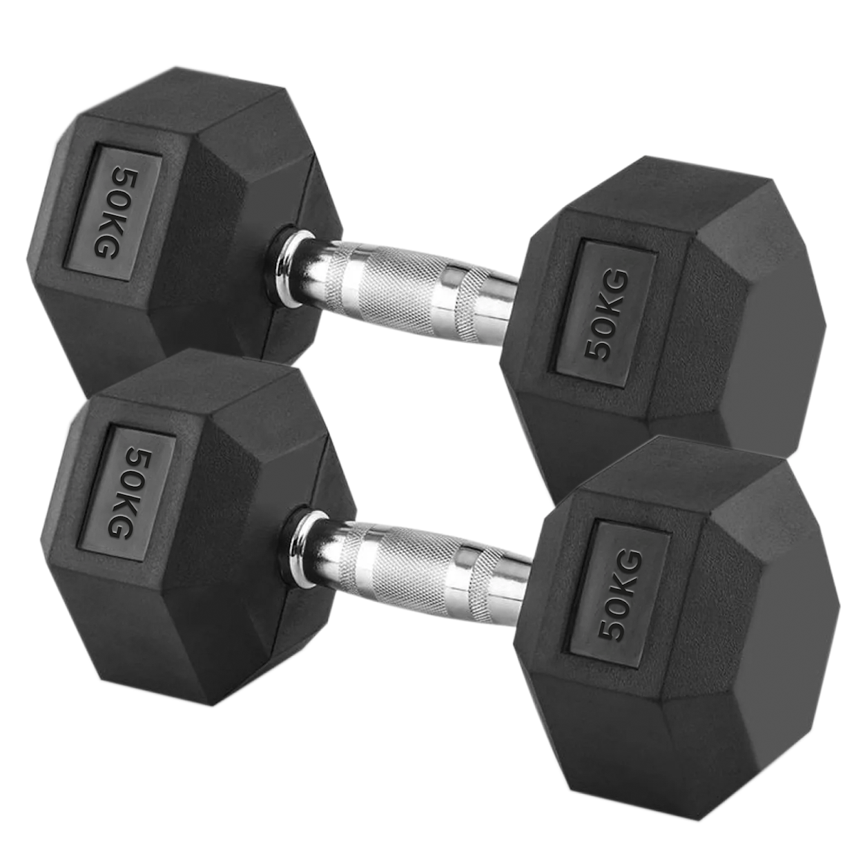 Premium Rubber-Coated Hex Dumbbells: Singles, Pairs & Complete Weight Sets from 2.5kg to 60kg - Anti-Roll Design with Ergonomic Metal Handles for Home Gym, Strength Training & Professional Bodybuilding