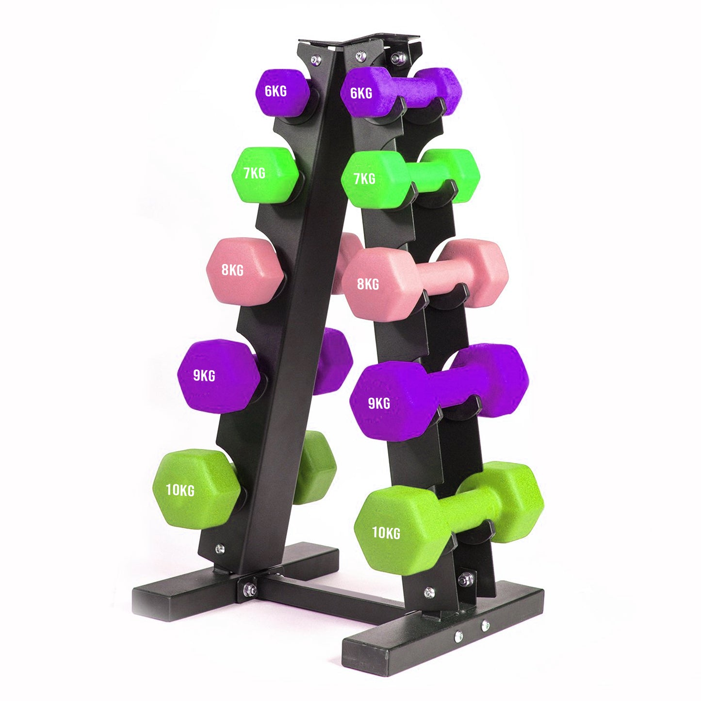 Premium 3 or 5-Tier Neoprene Dumbbell Tree Rack Stand - Heavy-Duty Home Gym Weight Storage Solution - Compact Space-Saving Design - Perfect for Neoprene & Vinyl Dumbbells - Sturdy Steel Construction