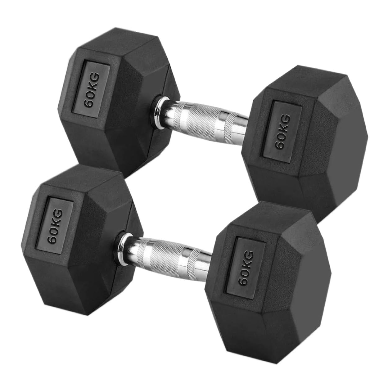 Premium Rubber-Coated Hex Dumbbells: Singles, Pairs & Complete Weight Sets from 2.5kg to 60kg - Anti-Roll Design with Ergonomic Metal Handles for Home Gym, Strength Training & Professional Bodybuilding