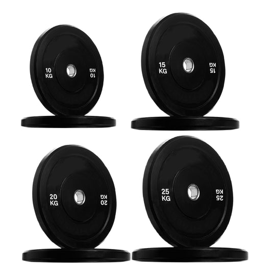 Premium Olympic Bumper Plates - Professional Grade Rubber Coated Weight Discs with 2-Inch Stainless Steel Insert - Color-Coded Designs Available in Singles Pairs & Sets - Multiple Weights for