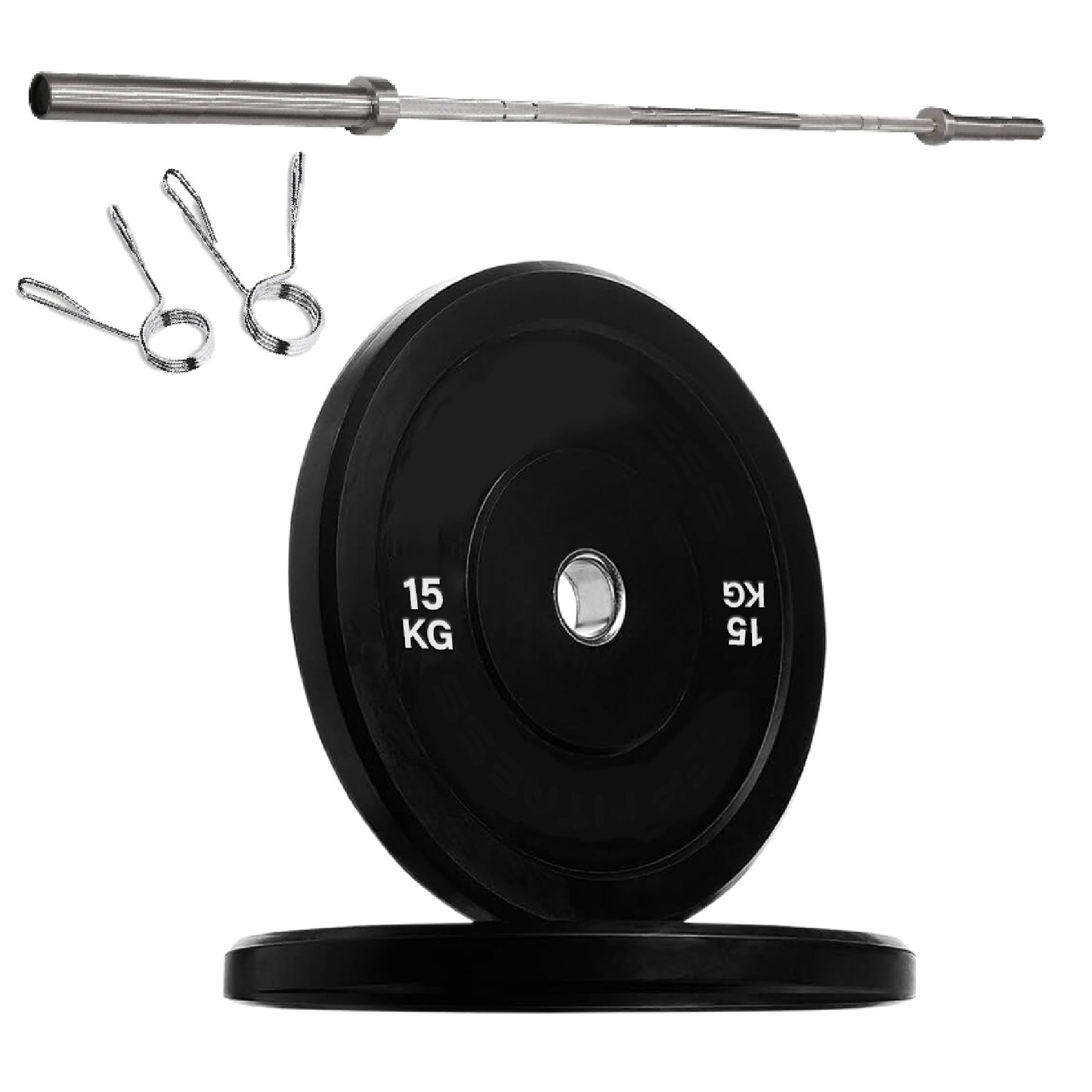 Premium Olympic Bumper Plates - Professional Grade Rubber Coated Weight Discs with 2-Inch Stainless Steel Insert - Color-Coded Designs Available in Singles Pairs & Sets - Multiple Weights for