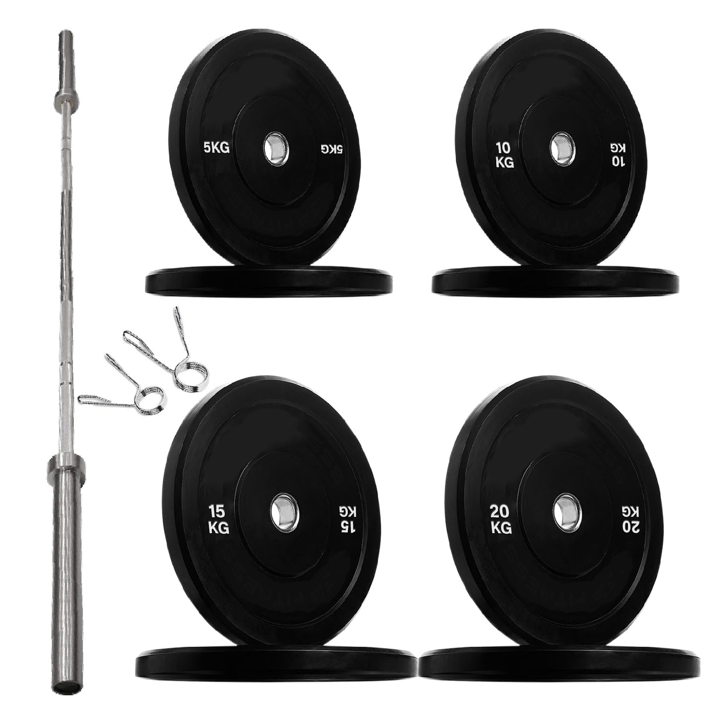 Premium Olympic Bumper Plates - Professional Grade Rubber Coated Weight Discs with 2-Inch Stainless Steel Insert - Color-Coded Designs Available in Singles Pairs & Sets - Multiple Weights for