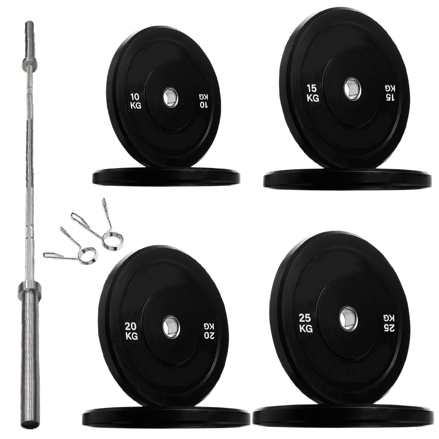 Premium Olympic Bumper Plates - Professional Grade Rubber Coated Weight Discs with 2-Inch Stainless Steel Insert - Color-Coded Designs Available in Singles Pairs & Sets - Multiple Weights for