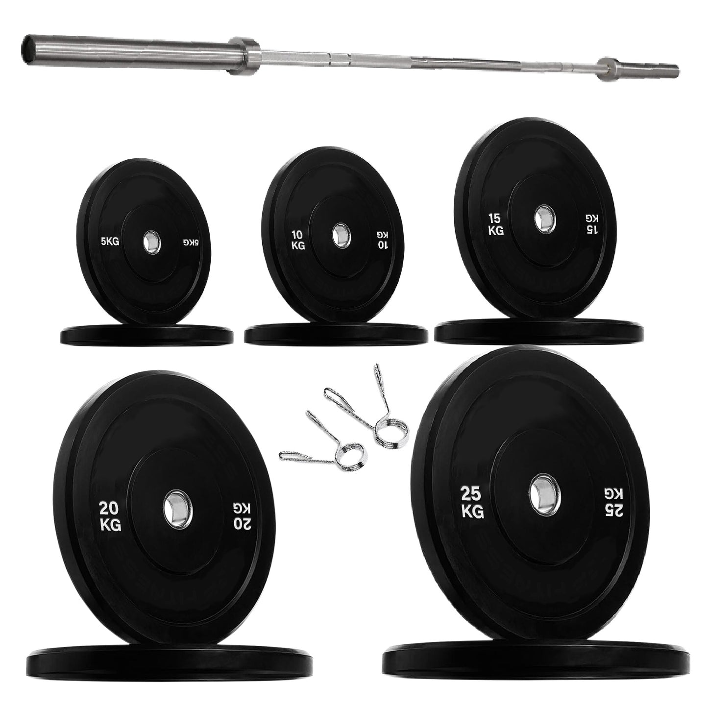 Premium Olympic Bumper Plates - Professional Grade Rubber Coated Weight Discs with 2-Inch Stainless Steel Insert - Color-Coded Designs Available in Singles Pairs & Sets - Multiple Weights for
