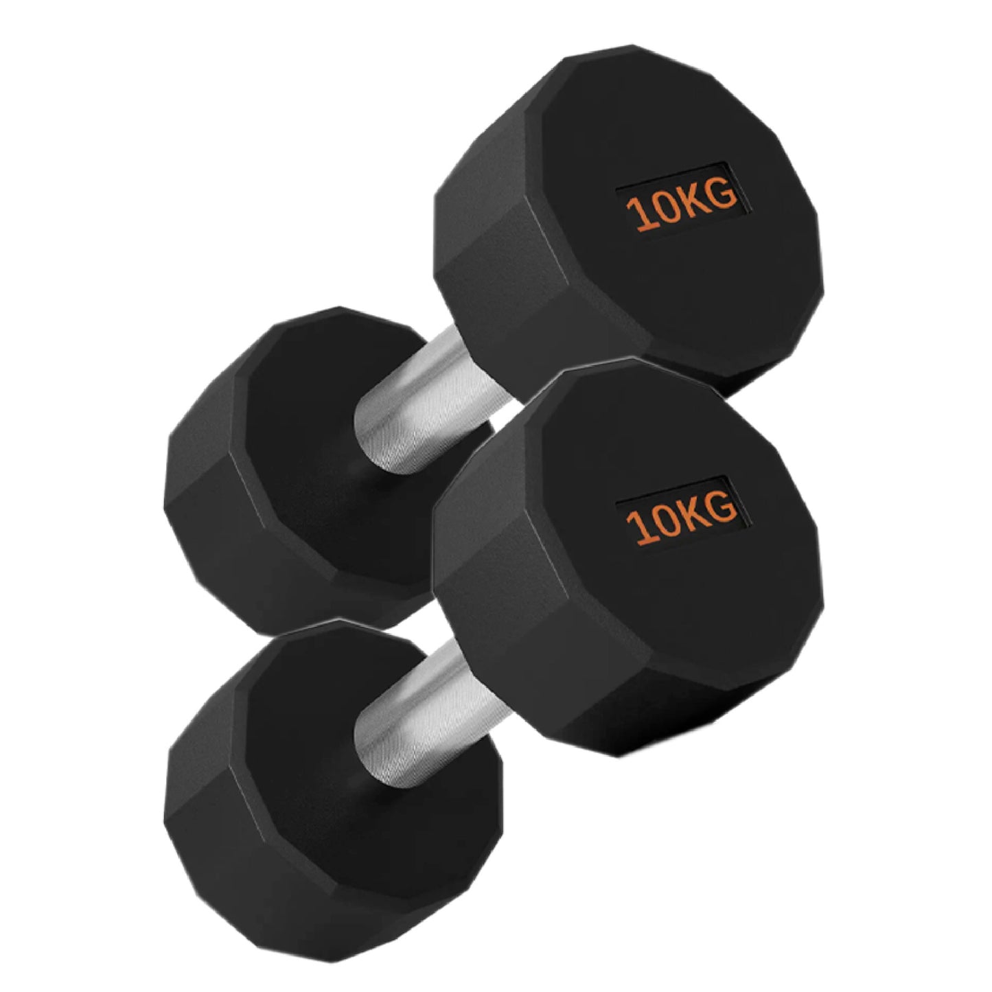 Round Hex Dumbbells with Anti-Roll Design - Premium Rubber-Coated Heads and Knurled Grip Handles - Available as Singles, Pairs or Complete Sets with Optional Storage Rack - Professional Gym Quality