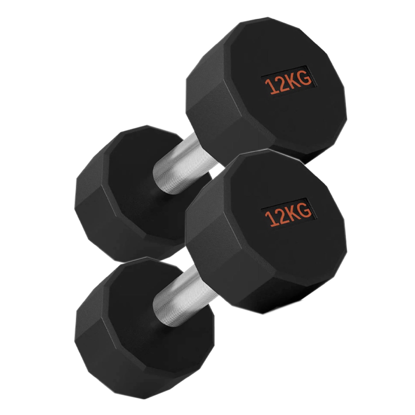 Round Hex Dumbbells with Anti-Roll Design - Premium Rubber-Coated Heads and Knurled Grip Handles - Available as Singles, Pairs or Complete Sets with Optional Storage Rack - Professional Gym Quality