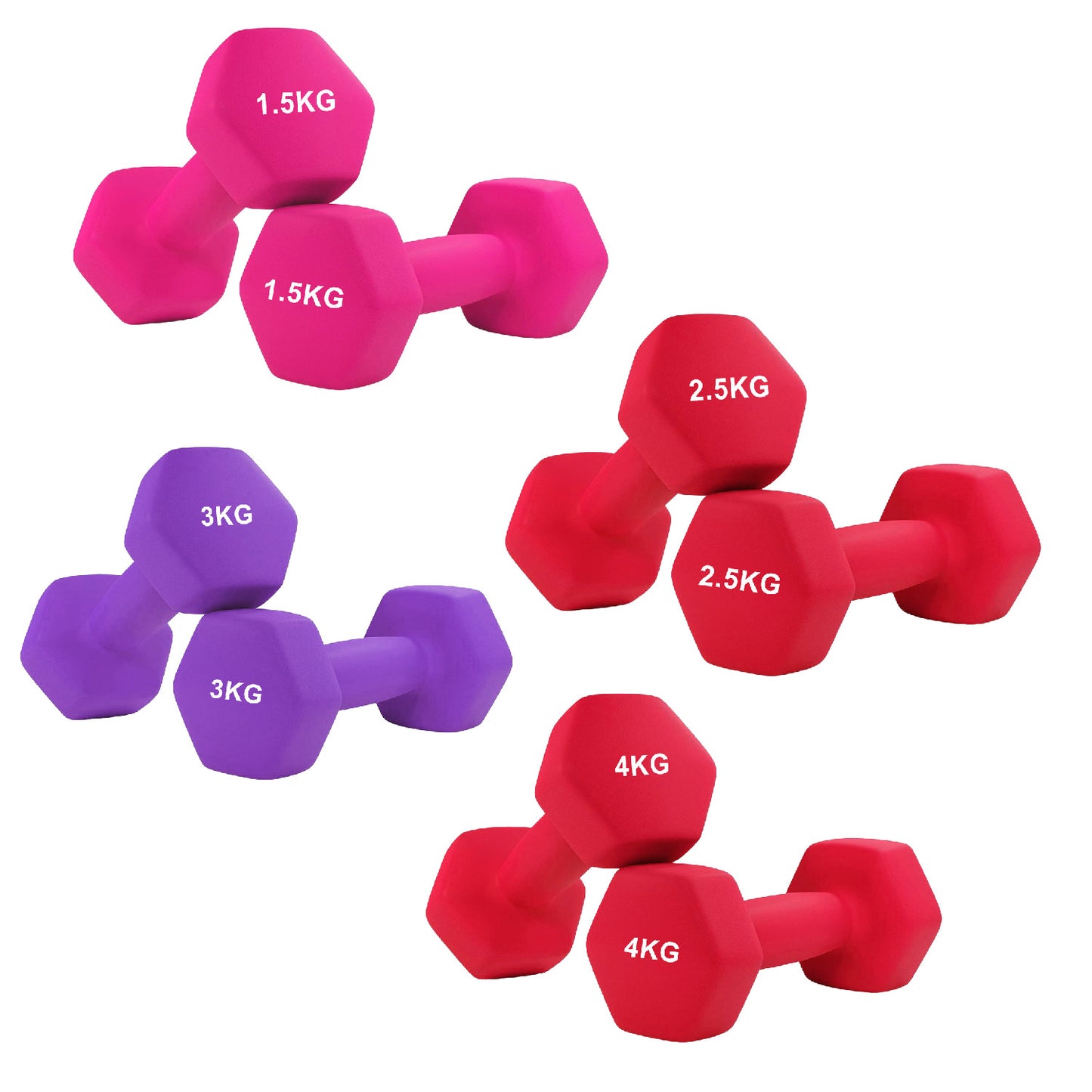 Anti-Roll Hex Neoprene Dumbbell Weights - Non-Slip Design for Home Training & Gym Workouts - Premium Quality Fitness Equipment in Singles, Pairs & Complete Sets - Soft-Touch Grip for All Fitness