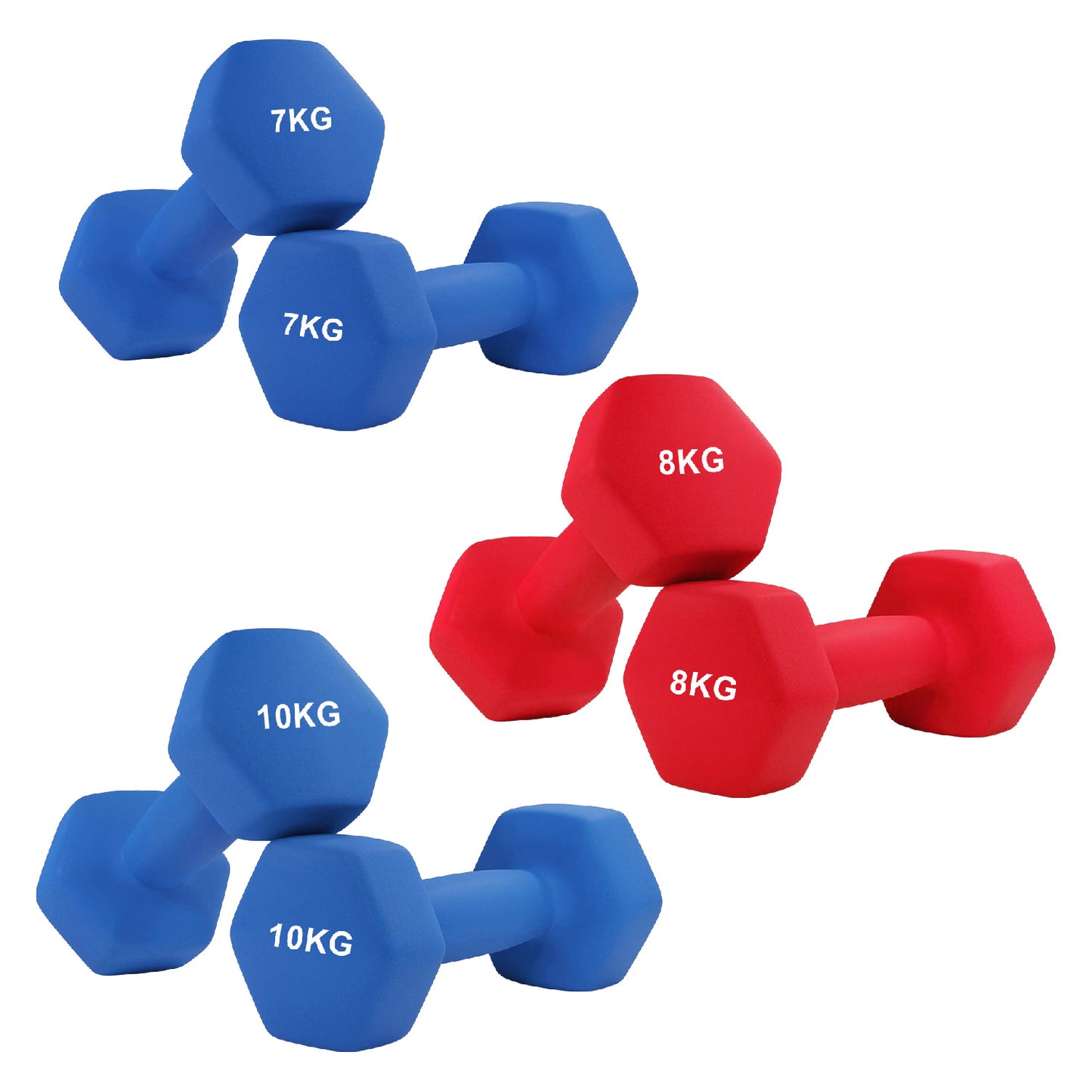 Anti-Roll Hex Neoprene Dumbbell Weights - Non-Slip Design for Home Training & Gym Workouts - Premium Quality Fitness Equipment in Singles, Pairs & Complete Sets - Soft-Touch Grip for All Fitness
