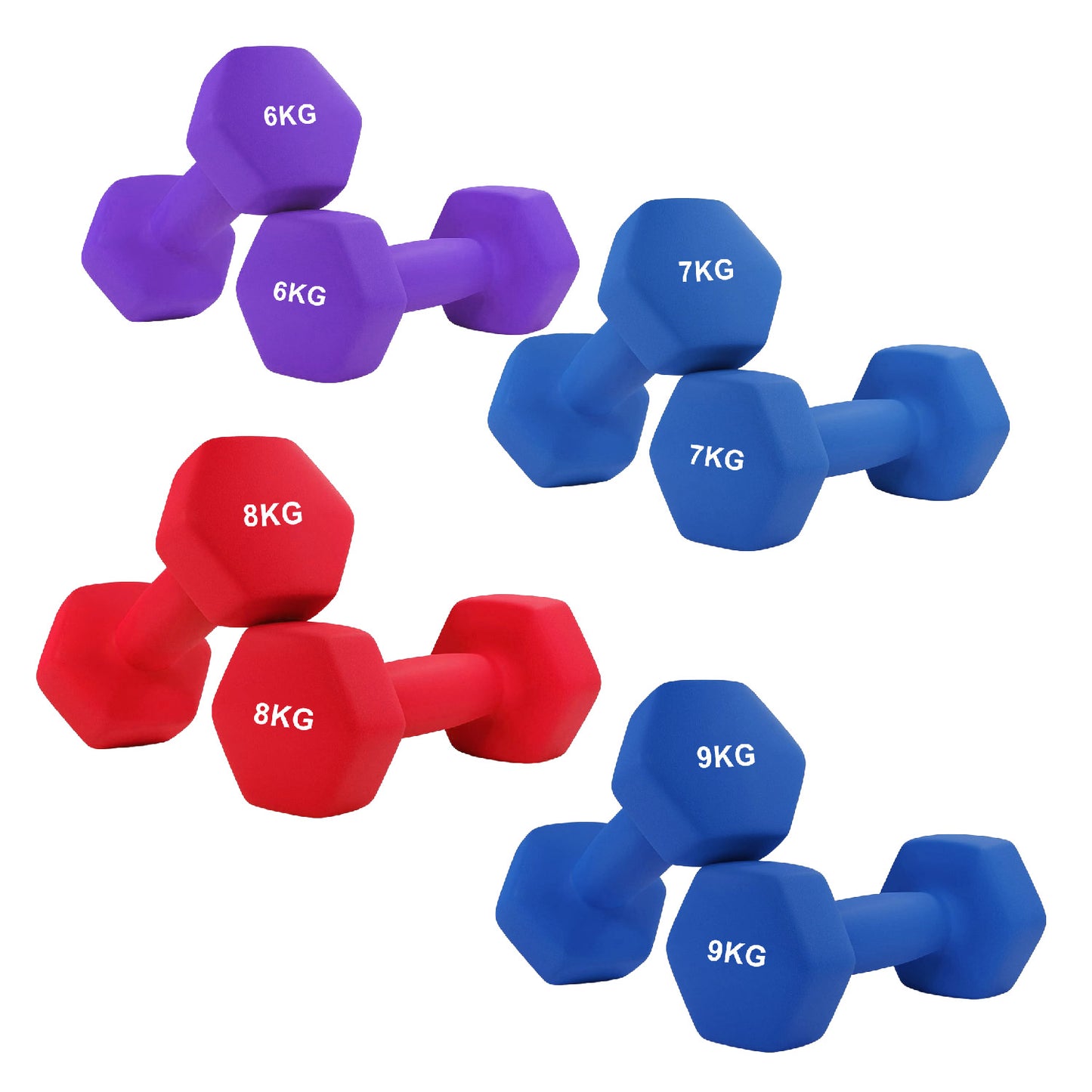 Anti-Roll Hex Neoprene Dumbbell Weights - Non-Slip Design for Home Training & Gym Workouts - Premium Quality Fitness Equipment in Singles, Pairs & Complete Sets - Soft-Touch Grip for All Fitness