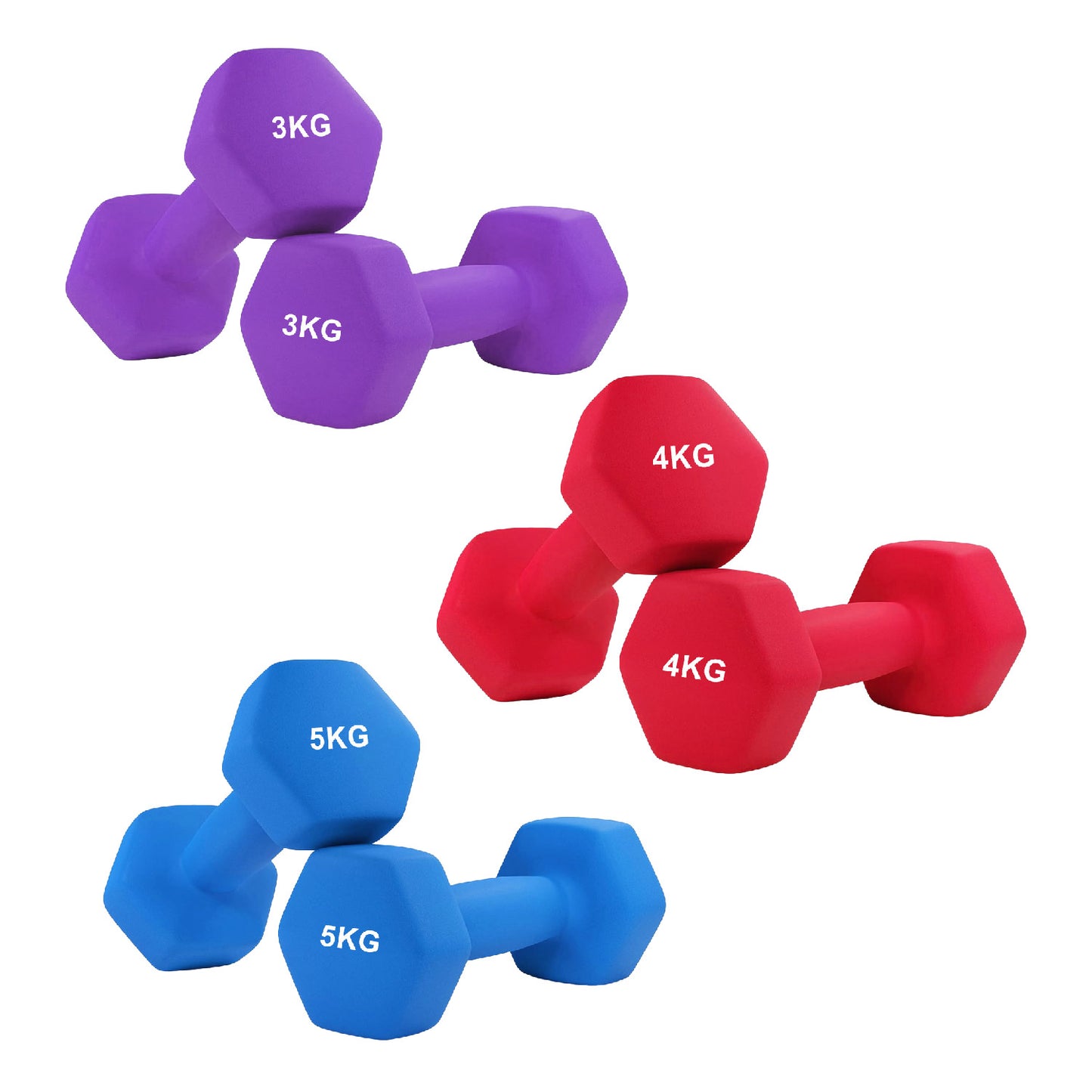 Anti-Roll Hex Neoprene Dumbbell Weights - Non-Slip Design for Home Training & Gym Workouts - Premium Quality Fitness Equipment in Singles, Pairs & Complete Sets - Soft-Touch Grip for All Fitness